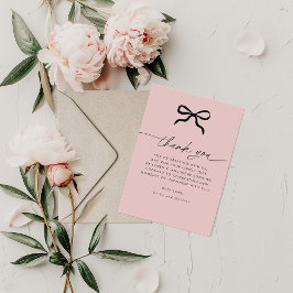 Tarjeta De Agradecimiento Elegante Minimal Bow Baby Shower Gracias