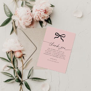 Tarjeta De Agradecimiento Elegante Minimal Bow Baby Shower Gracias