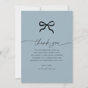 Tarjeta De Agradecimiento Elegante Minimal Bow Baby Shower Gracias