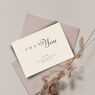 Tarjeta De Agradecimiento Elegante minimalista Boda de escritura de tipograf
