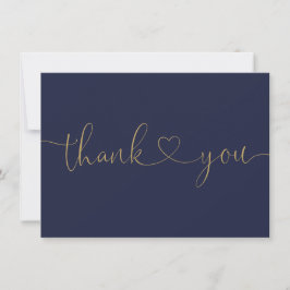 Tarjeta De Agradecimiento Elegante Minimalista Corazón De Letra Azul Marino 