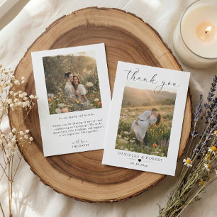 Tarjeta De Agradecimiento Elegante Minimalista Foto de Pareja de Boda Person