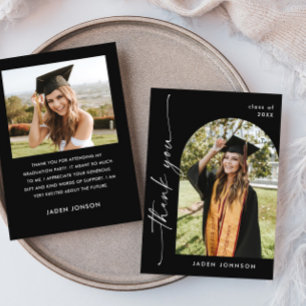 Tarjeta De Agradecimiento Elegante Minimalista Graduación simple 2 Foto