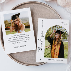 Tarjeta De Agradecimiento Elegante Minimalista Graduación simple 2 Foto