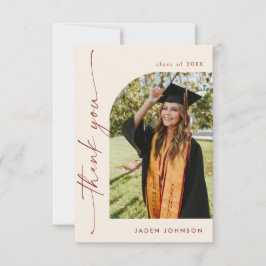 Tarjeta De Agradecimiento Elegante Minimalista Graduación Simple Una Foto