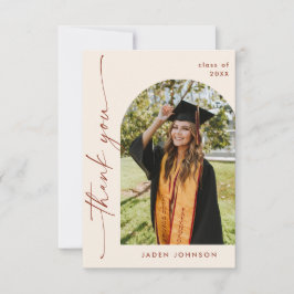Tarjeta De Agradecimiento Elegante Minimalista Graduación Simple Una Foto