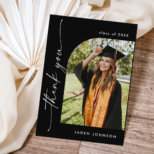Tarjeta De Agradecimiento Elegante Minimalista Graduación Simple Una Foto