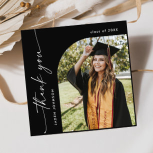 Tarjeta De Agradecimiento Elegante Minimalista Graduación Simple Una Foto