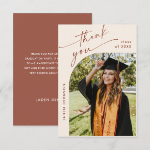 Tarjeta De Agradecimiento Elegante Minimalista Graduación Simple Una Foto