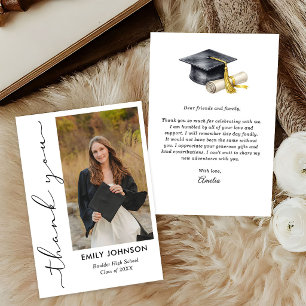 Tarjeta De Agradecimiento Elegante Minimalista Minimalista Graduación