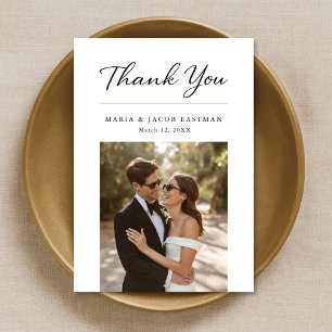 Tarjeta De Agradecimiento Elegante Minimalista Moderna Boda 2 Fotos