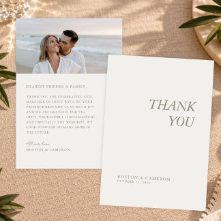 Tarjeta De Agradecimiento Elegante Minimalista Moderno Simple Boda Fotográfi