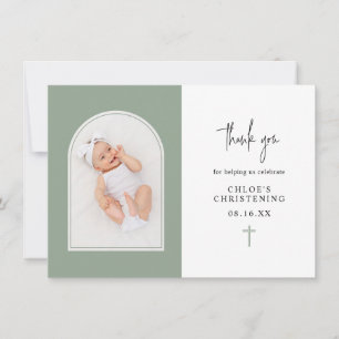 Tarjeta De Agradecimiento Elegante minimalista Sage Green Arch Photo Christe