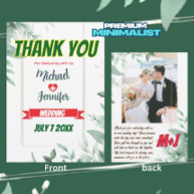 Elegante Minimalista Verde Personalizado Boda Foto