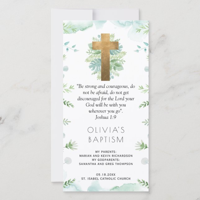 Tarjeta De Agradecimiento Elegante Mint Green Green Greenereneration Baptism (Anverso)