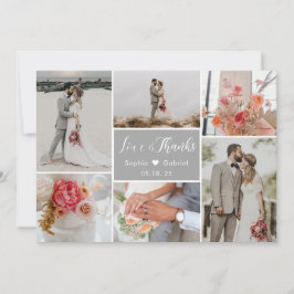 Tarjeta De Agradecimiento Elegante Moda 6 Collage de fotos Boda Gris