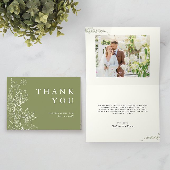 Tarjeta De Agradecimiento Elegante Moda Boda de fotografía botánica de mezs  (Subido por el creador)