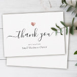 Tarjeta De Agradecimiento Elegante Moda de escritura moderna Rosa Gold Busin<br><div class="desc">Este moderno y elegante rosa dorado de corazón de agradecimiento destaca por su caligrafía con letras a mano junto a su nombre de pequeño negocio en una elegante tipografía serif. Espacio para un mensaje adicional en la parte posterior.</div>
