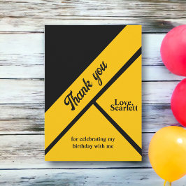 Tarjeta De Agradecimiento Elegante Moda De Lujo Negro Y Oro Cumpleaños