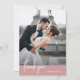 Tarjeta De Agradecimiento Elegante Moda Dusty Rosa Boda