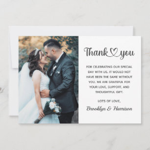 Tarjeta De Agradecimiento Elegante Moda elegante foto de novia y Boda de Gro
