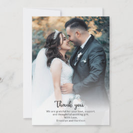 Tarjeta De Agradecimiento Elegante Moda Elegante Novia Y Boda Groom Foto