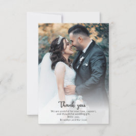 Tarjeta De Agradecimiento Elegante Moda Elegante Novia Y Boda Groom Foto