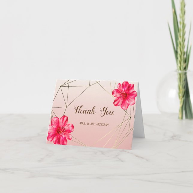 Tarjeta De Agradecimiento Elegante Moda Geométrica, Hibiskus (Anverso)