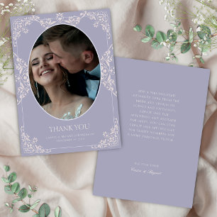 Tarjeta De Agradecimiento Elegante Moda Lilac francesa foto de bodas vintage