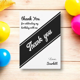 Tarjeta De Agradecimiento Elegante Moda Nacimiento Moderno Blanco Y Negro