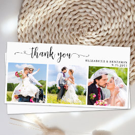 Tarjeta De Agradecimiento Elegante Moda Personalizada 3 Boda de fotos