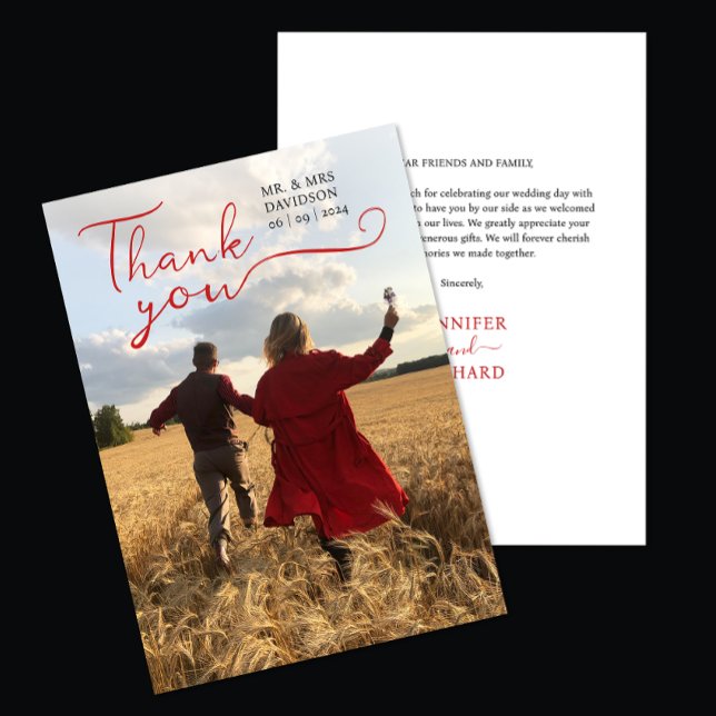 Tarjeta De Agradecimiento Elegante Moda romántica caligrafía de escritura ro (Subido por el creador)