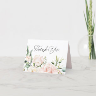 Tarjeta De Agradecimiento Elegante moda rosa rosa rosa floral ducha de novia