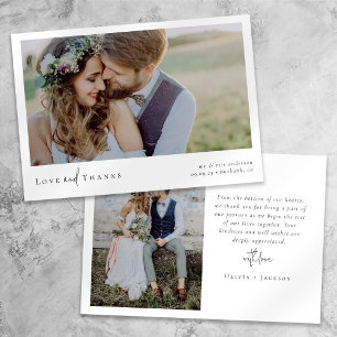 Tarjeta De Agradecimiento Elegante Moda Script Boda Foto