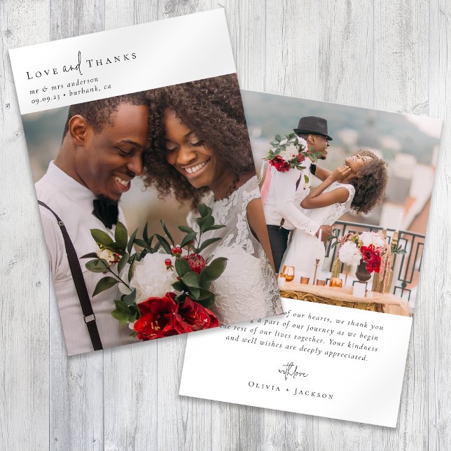 Tarjeta De Agradecimiento Elegante Moda Script Boda Foto (Subido por el creador)