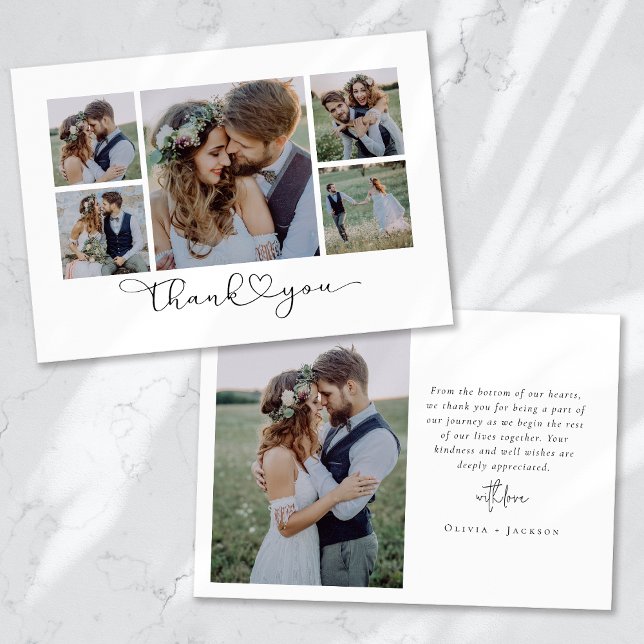 Tarjeta De Agradecimiento Elegante Moda Script Boda Foto (Subido por el creador)