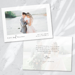 Tarjeta De Agradecimiento Elegante Moda Script Boda Foto