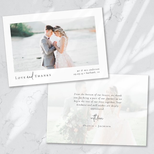 Tarjeta De Agradecimiento Elegante Moda Script Boda Foto (Subido por el creador)