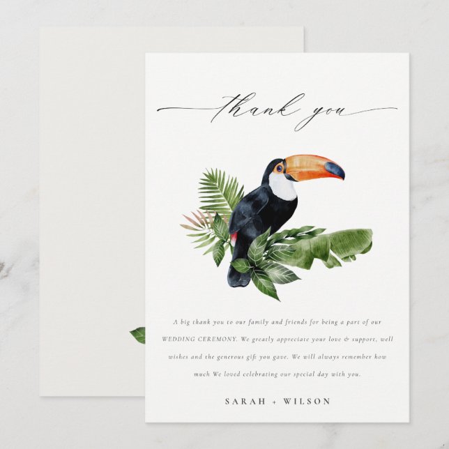 Tarjeta De Agradecimiento Elegante Moda Tropical Boda Turco (Anverso / Reverso)