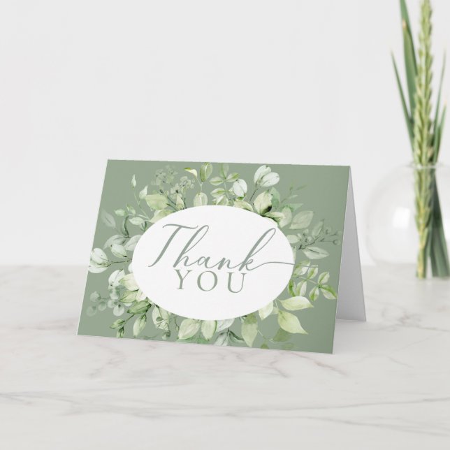 Tarjeta de agradecimiento elegante moderna de verd (Anverso)