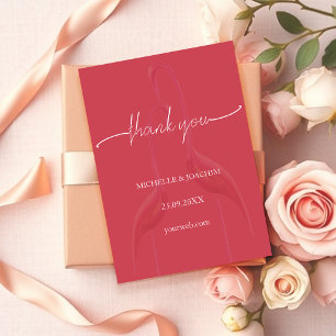 Tarjeta De Agradecimiento Elegante Moderno Coral Rojo Flamenco