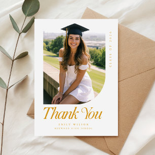 Tarjeta De Agradecimiento Elegante Moderno Graduación Foto Graduado
