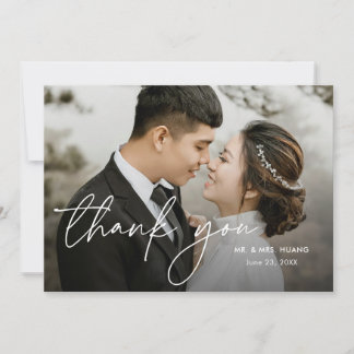 Tarjeta De Agradecimiento Elegante Moderno Guión Mínimo Dos Bodas Fotográfic