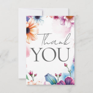 Tarjeta De Agradecimiento Elegante Moderno Plano Gracias Florales