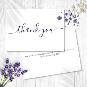 Tarjeta De Agradecimiento Elegante Moderno Simple Azul Marino Script