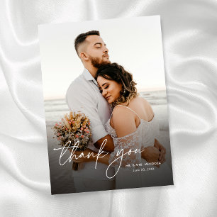 Tarjeta De Agradecimiento Elegante Moderno Simple Chic 2 Fotos Boda