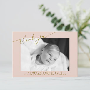 Tarjeta De Agradecimiento Elegante Moderno Tono Dorado Rosa Escritura Foto N