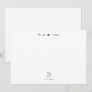 Tarjeta De Agradecimiento Elegante Monograma Blanco ProfesionalGracias Ca