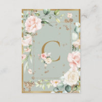 Elegante Monograma Letra acuarela C Roses rosados