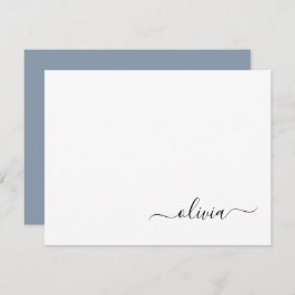 Tarjeta De Agradecimiento Elegante Monograma moderno Minimalista azul turbio